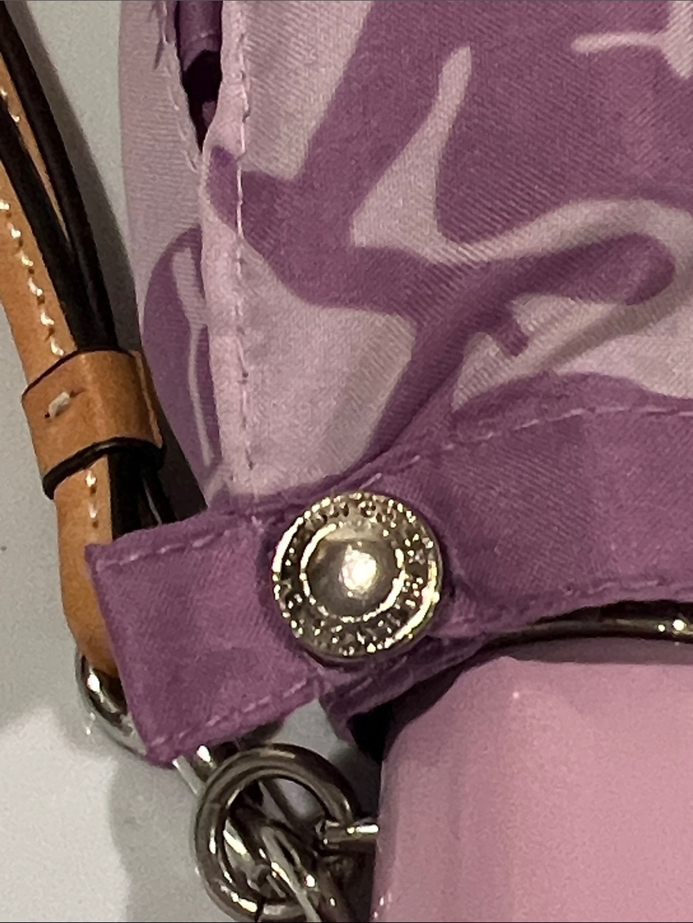 Coach Purple Compact Umbrella with Horse & Carriage Print - Picture 3 of 7